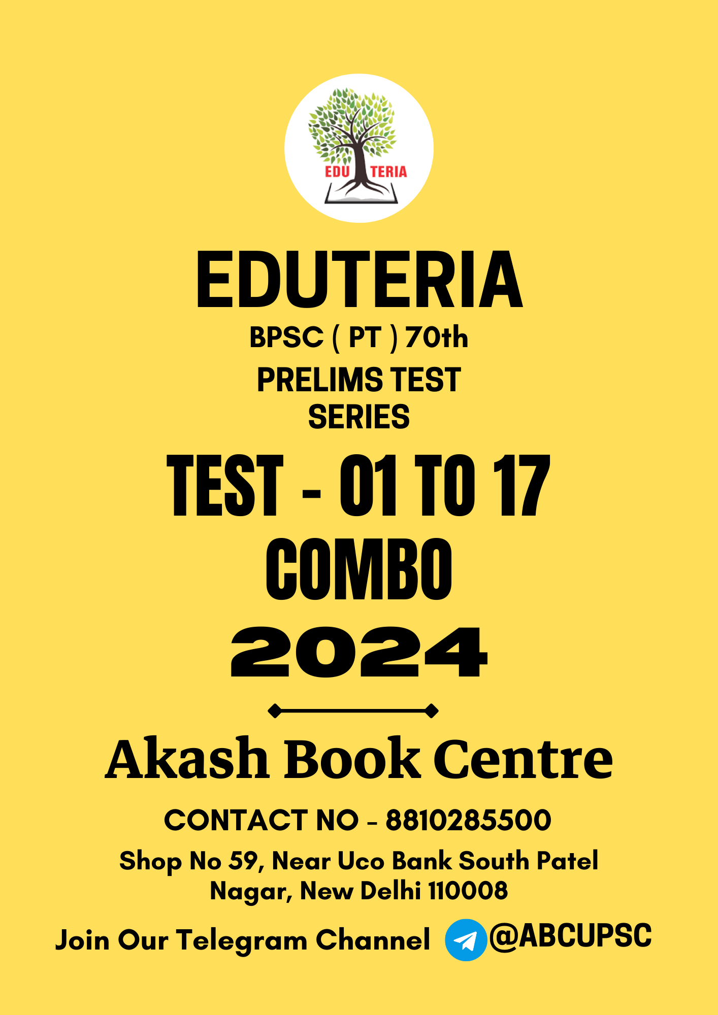 Manufacturer, Exporter, Importer, Supplier, Wholesaler, Retailer, Trader of EDU TERIA BPSC 70th TEST SERIES NCERT BASED TEST 01 TO 17  ENGLISH MEDIUM  2024 (BLACK & WHITE) in New Delhi, Delhi, India.