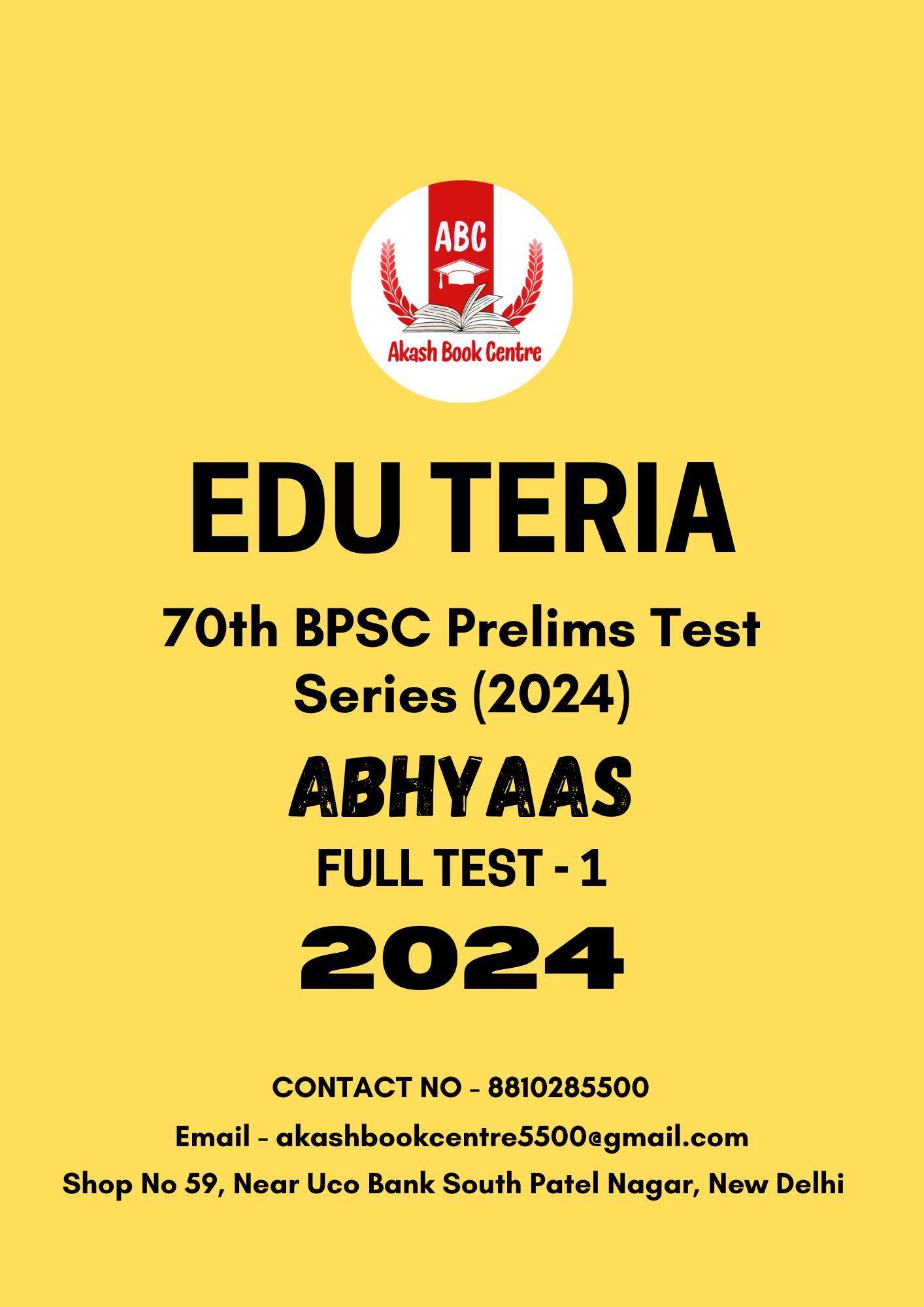 Manufacturer, Exporter, Importer, Supplier, Wholesaler, Retailer, Trader of EDUTERIA ABHYAAS 70th BPSC Prelims Test Series 2024 Full Test - 1 | BLACK & WHITE in New Delhi, Delhi, India.