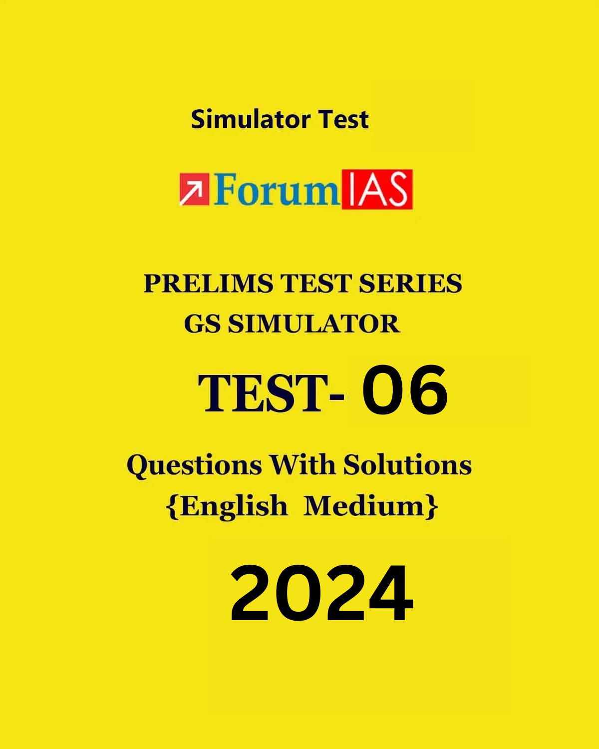 Manufacturer, Exporter, Importer, Supplier, Wholesaler, Retailer, Trader of FORUM IAS 2024 GS SIMULATOR TEST-6 2024 FINAL {ENGLISH} {BLACK AND WHITE} in New Delhi, Delhi, India.