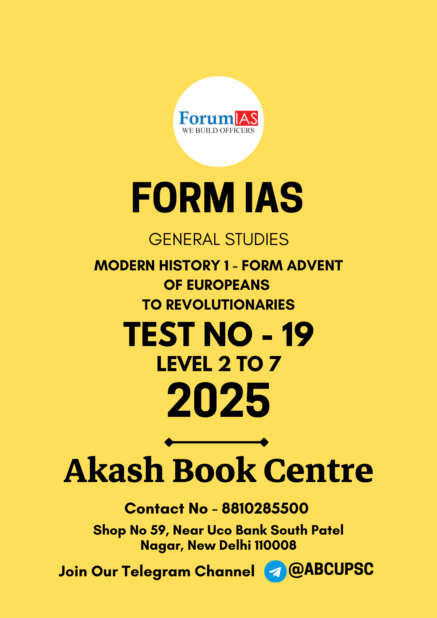 Manufacturer, Exporter, Importer, Supplier, Wholesaler, Retailer, Trader of Forum IAS GS Prelims [ English ] Test ( PT ) TEST - 19 [ LEVEL - 2 : TEST - 7 ] | B&W in New Delhi, Delhi, India.