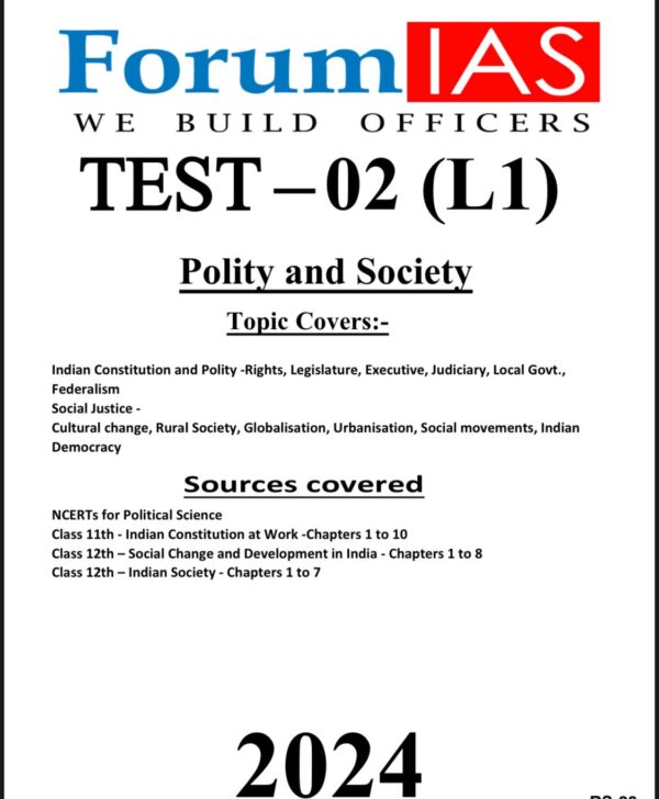 Manufacturer, Exporter, Importer, Supplier, Wholesaler, Retailer, Trader of ForumIAS  Test-2(L1) Polity and Society 2024  English Medium (Black & White) in New Delhi, Delhi, India.