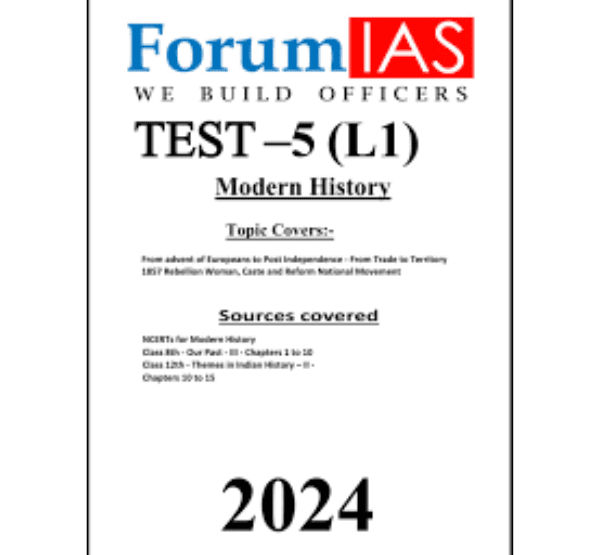 Manufacturer, Exporter, Importer, Supplier, Wholesaler, Retailer, Trader of ForumIAS Test-5(L1) Modern History   English Medium (Black & White) in New Delhi, Delhi, India.