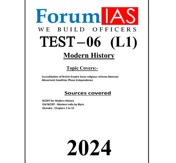 Manufacturer, Exporter, Importer, Supplier, Wholesaler, Retailer, Trader of ForumIAS Test-6(L1) Modern History  English Medium (Black & White) in New Delhi, Delhi, India.