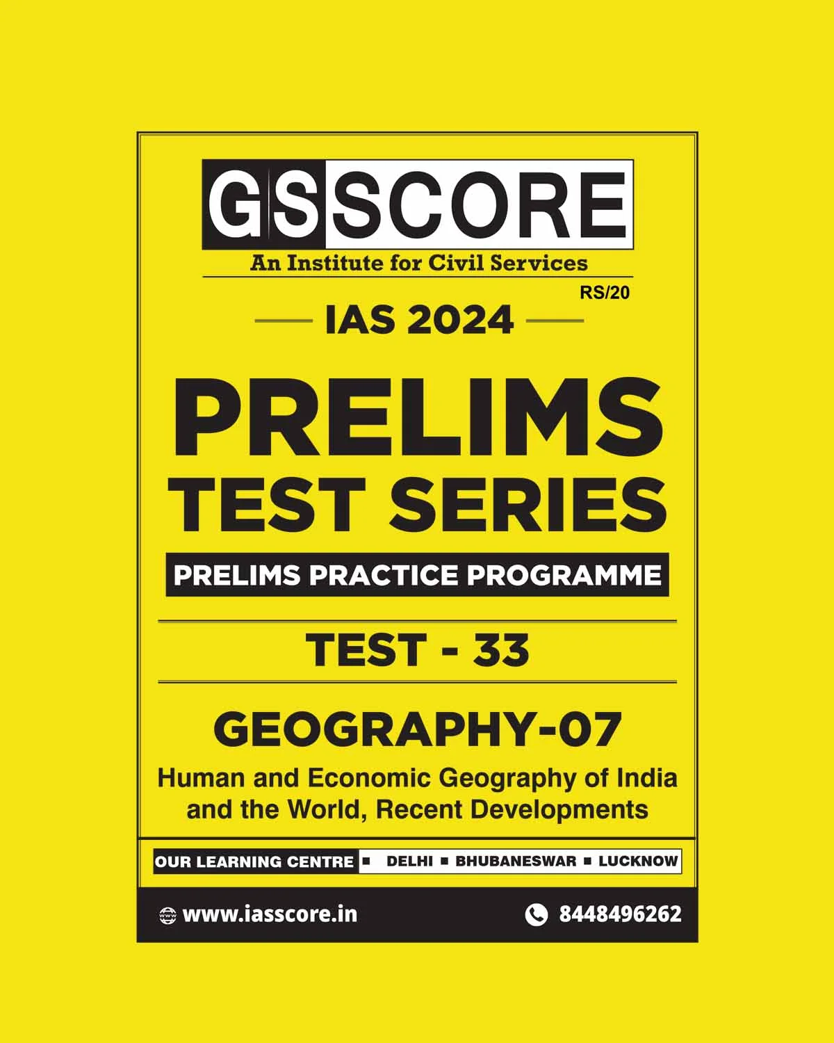 Manufacturer, Exporter, Importer, Supplier, Wholesaler, Retailer, Trader of GS SCORE 2024 PPP TEST-33_GEOGRAPHY-7 2024 FINAL ENGLISH {BLACK AND WHITE} in New Delhi, Delhi, India.