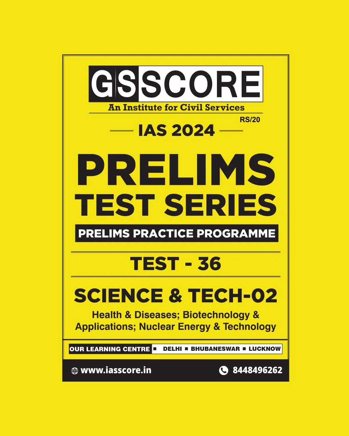 Manufacturer, Exporter, Importer, Supplier, Wholesaler, Retailer, Trader of GS SCORE 2024 PPP TEST-36_SCIENCE&TECHNOLOGY-2 2024 FINAL ENGLISH {BLACK AND WHITE} in New Delhi, Delhi, India.