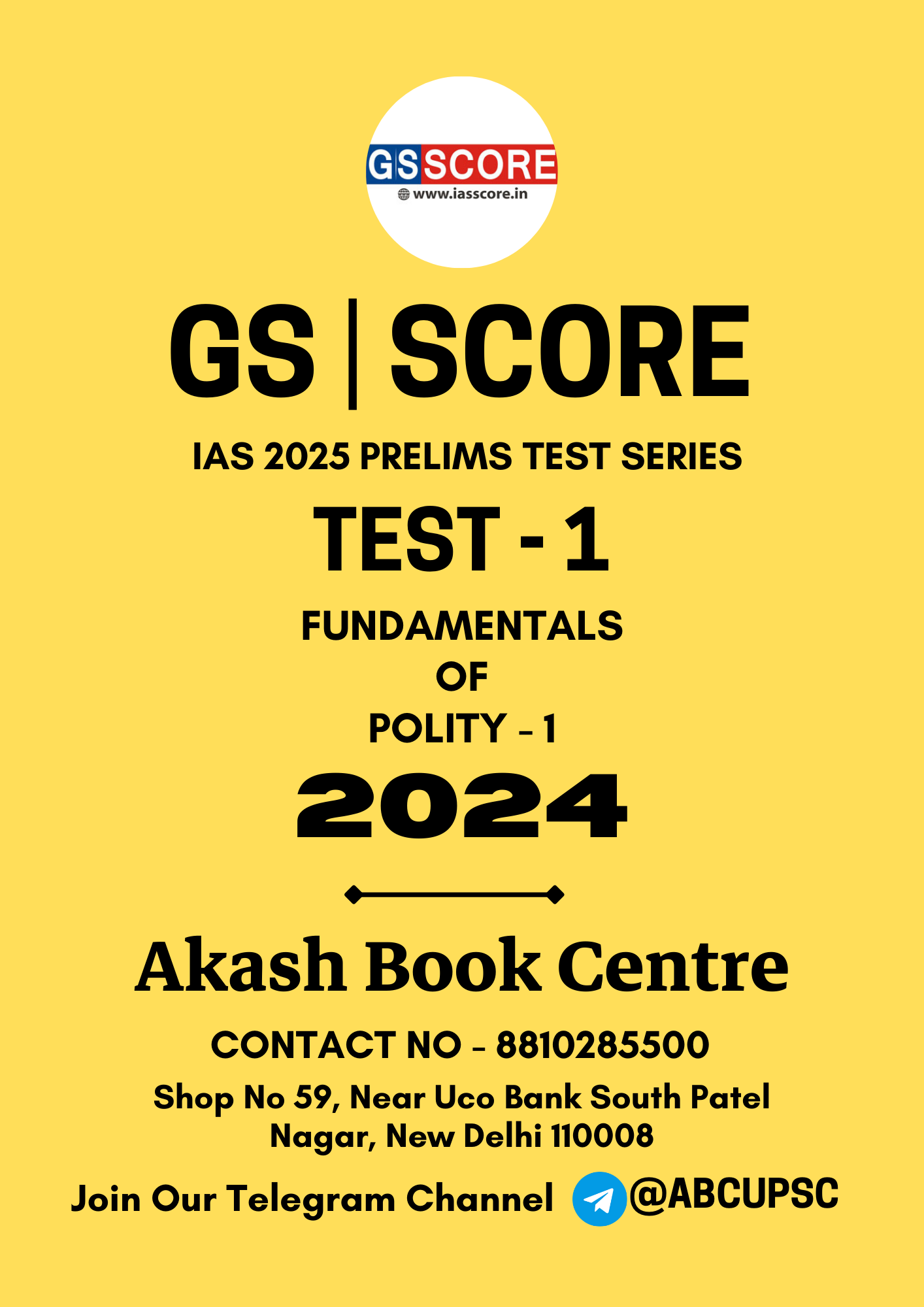 Manufacturer, Exporter, Importer, Supplier, Wholesaler, Retailer, Trader of GS SCORE IASM 2025 Prelims Test ENGLISH Test - 1 ( PT ) Fundamentals Of Polity - 1 | B&W in New Delhi, Delhi, India.