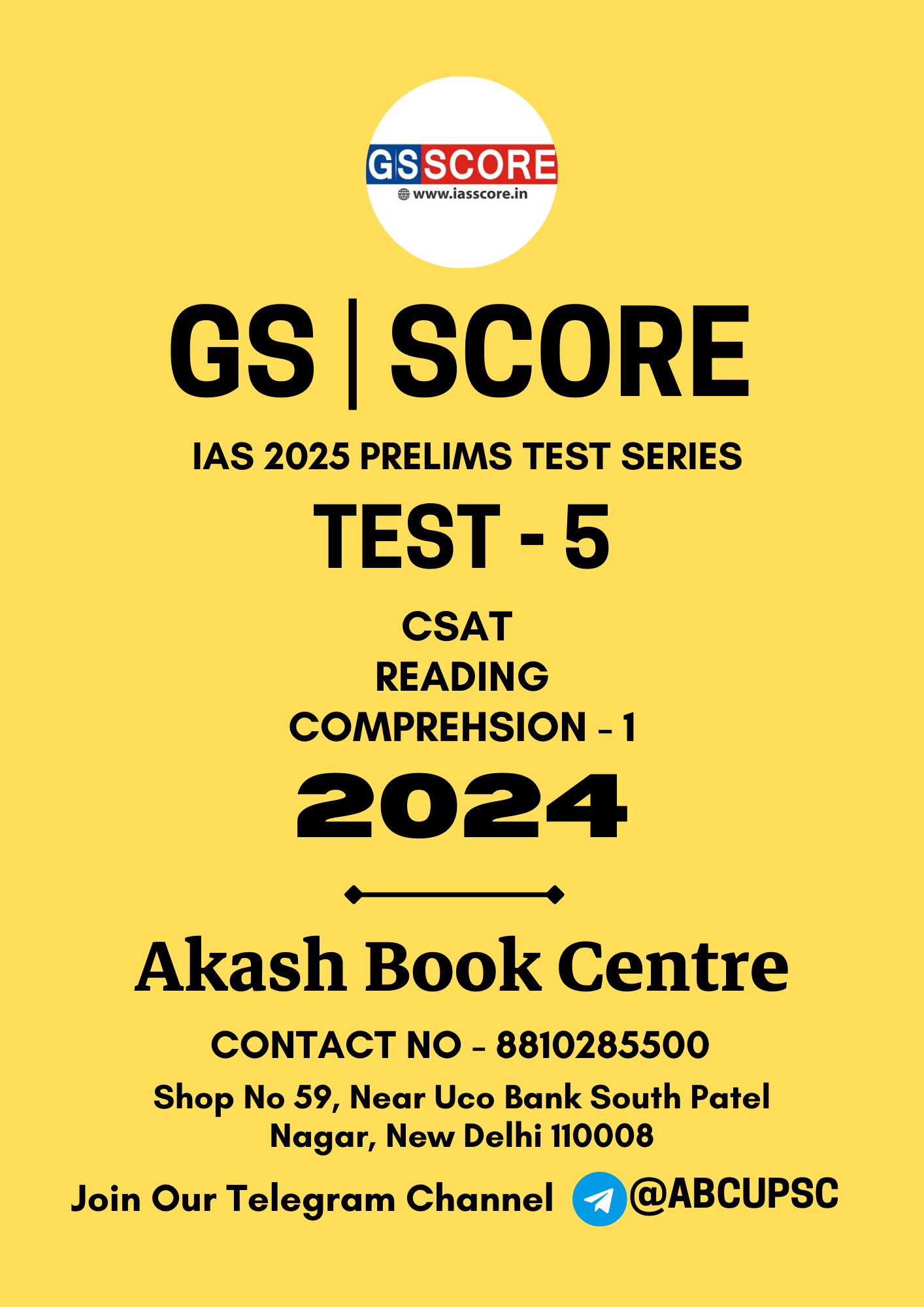 Manufacturer, Exporter, Importer, Supplier, Wholesaler, Retailer, Trader of GS SCORE IASM 2025 Prelims Test ENGLISH Test - 5 ( PT ) CSAT READING COMPREHENSION - 1 | B&W in New Delhi, Delhi, India.