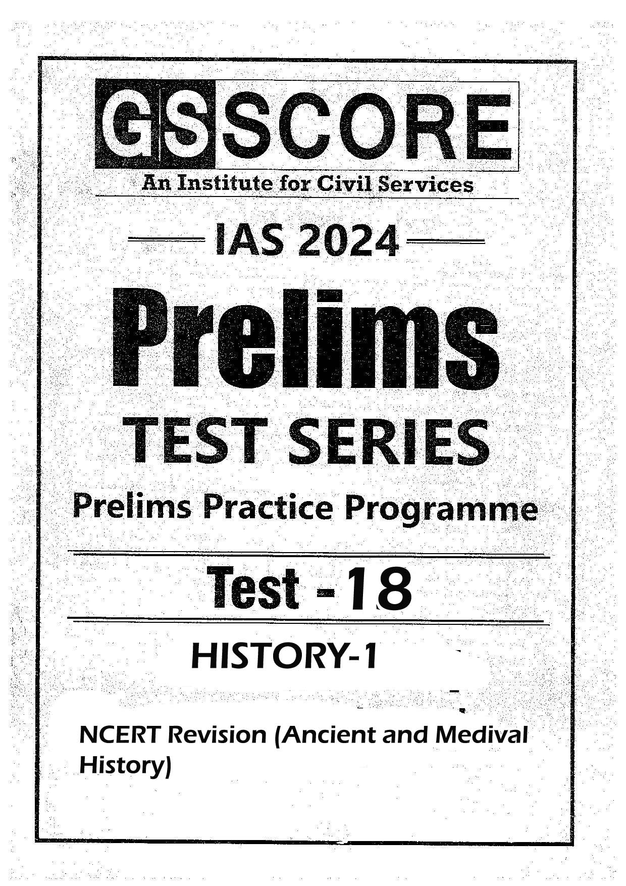 GS SCORE PRELIMS TEST SERIES 2024 Practice Programme