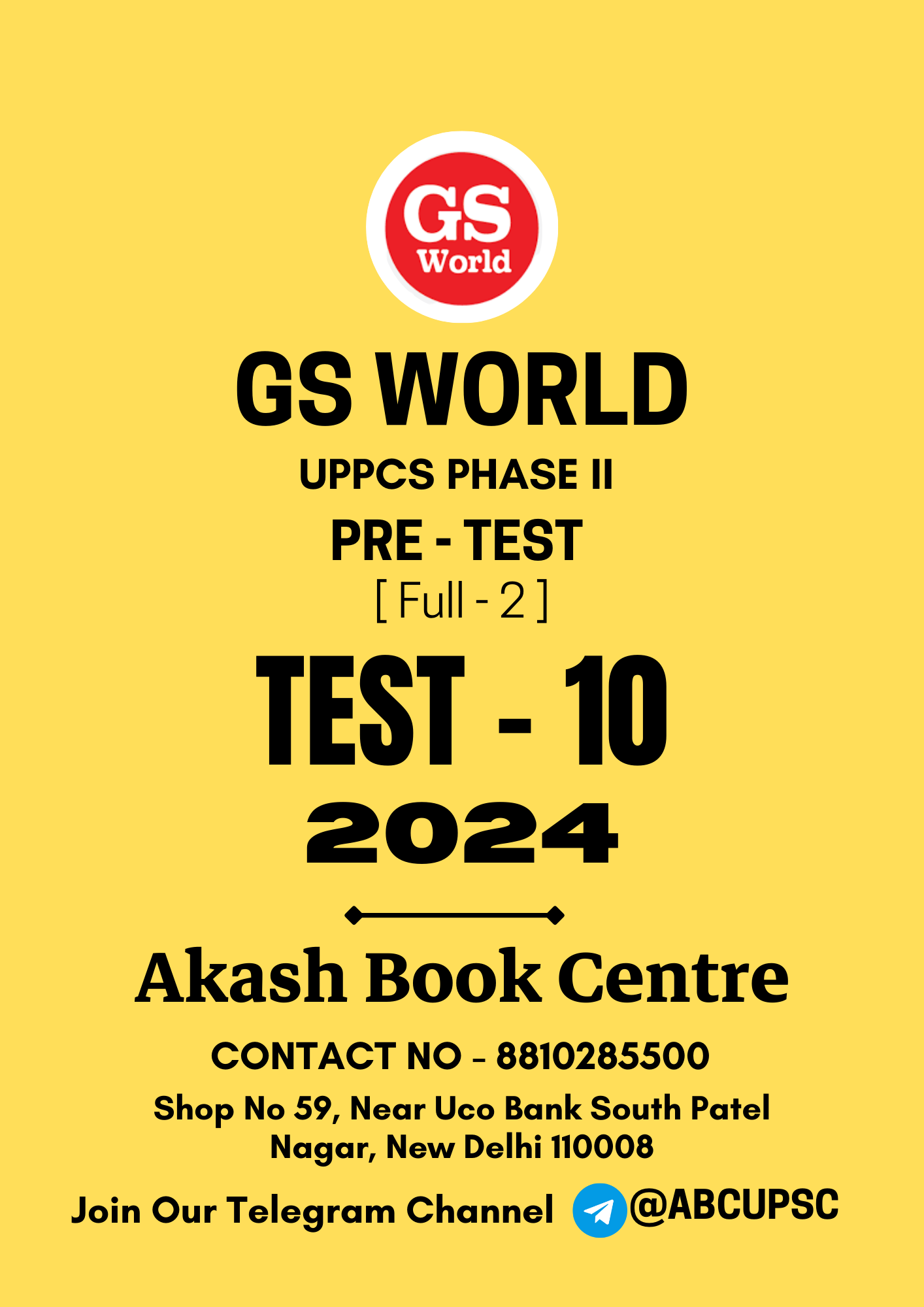 Manufacturer, Exporter, Importer, Supplier, Wholesaler, Retailer, Trader of GS WORLD UPPCS Prelims Test PT Test - 10 [ bilingual ] ( Full - 2 ) | 2024 | B&W in New Delhi, Delhi, India.