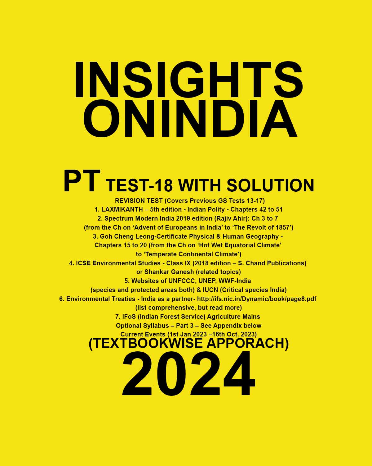 Manufacturer, Exporter, Importer, Supplier, Wholesaler, Retailer, Trader of INSIGHTS ONINDIA 2024 TEXTBOOKWISE PT TEST 18 FINAL {ENGLISH} {BLACK AND WHITE} in New Delhi, Delhi, India.