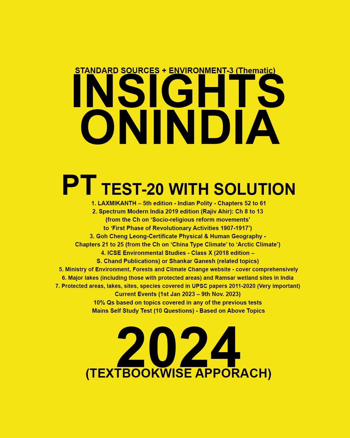 Manufacturer, Exporter, Importer, Supplier, Wholesaler, Retailer, Trader of INSIGHTS ONINDIA 2024 TEXTBOOKWISE PT TEST 20 FINAL {ENGLISH} {BLACK AND WHITE} in New Delhi, Delhi, India.