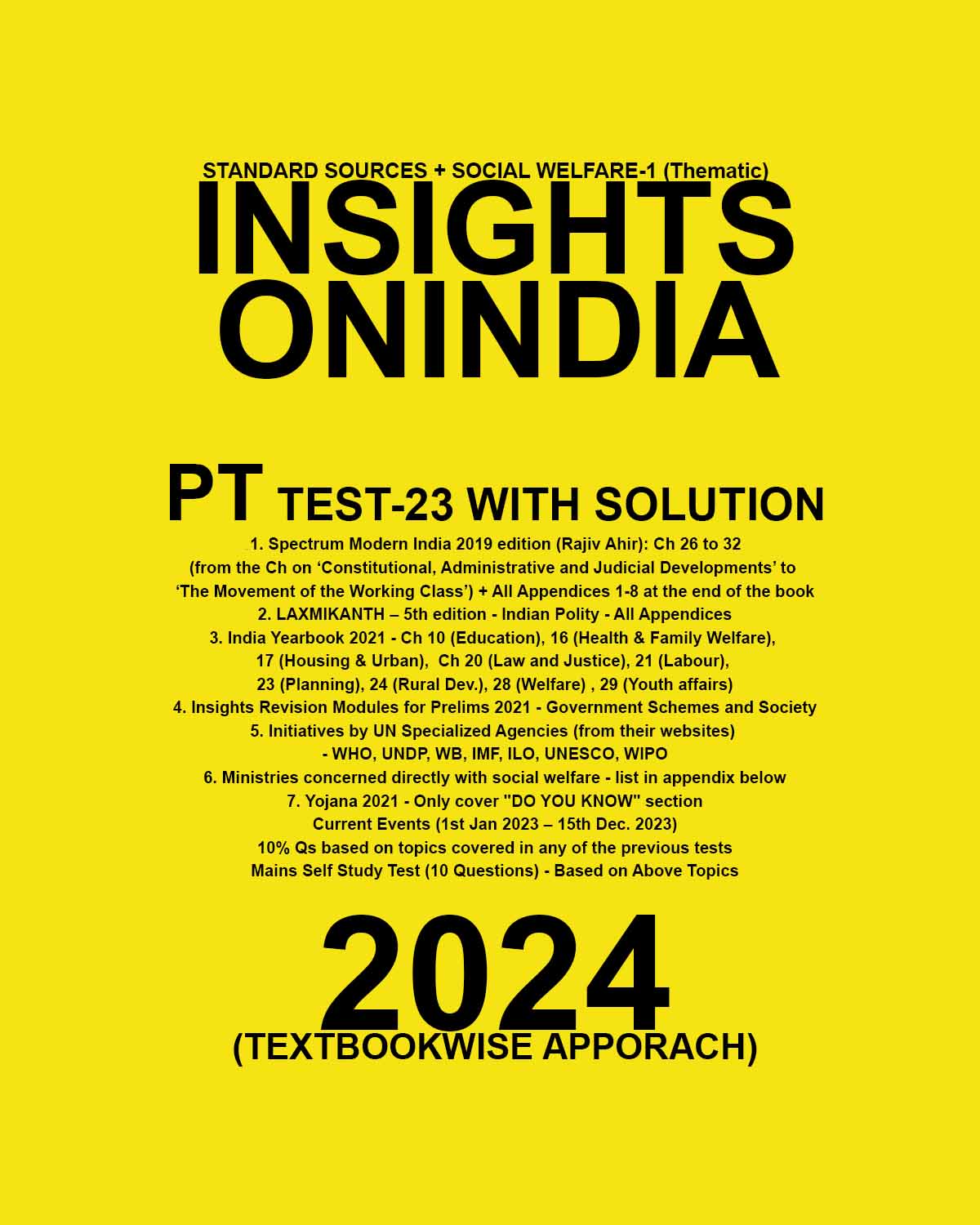 Manufacturer, Exporter, Importer, Supplier, Wholesaler, Retailer, Trader of INSIGHTS ONINDIA 2024 TEXTBOOKWISE PT TEST 23 FINAL ENGLISH {BLACK AND WHITE} in New Delhi, Delhi, India.