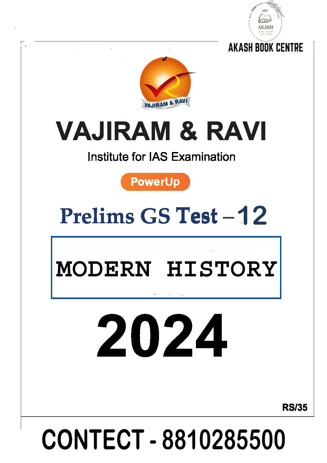 Manufacturer, Exporter, Importer, Supplier, Wholesaler, Retailer, Trader of VAJIRAM & RAVI 2024 TEST -12 MODERN HISTORY 2024 FINAL {ENGLISH} {BLACK AND WHITE} in New Delhi, Delhi, India.