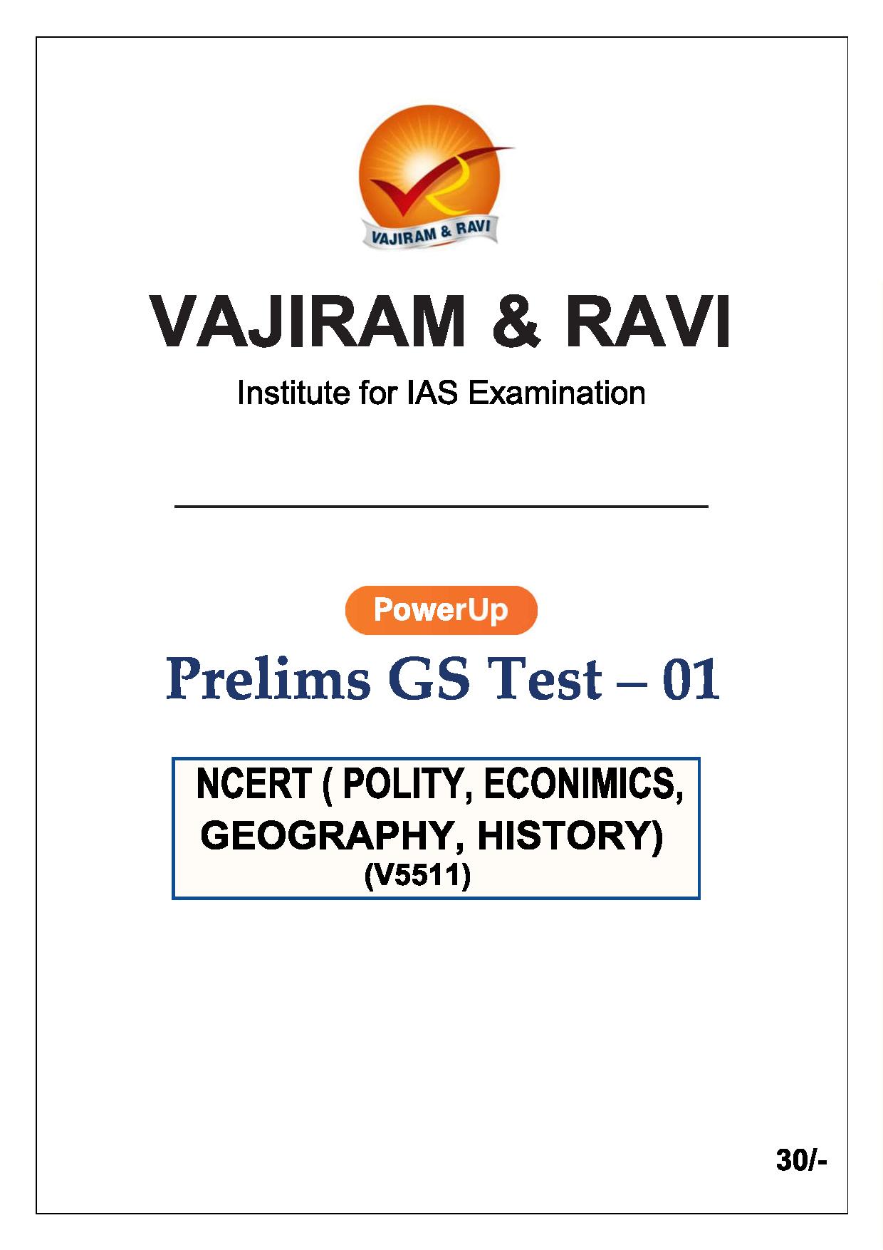 Manufacturer, Exporter, Importer, Supplier, Wholesaler, Retailer, Trader of VAJIRAM & RAVI Prelims GS TEST-01 (V5511) [ NCERT (Polity,Economics,Geography,History)   - 2024 English Medium (Black & White) in New Delhi, Delhi, India.