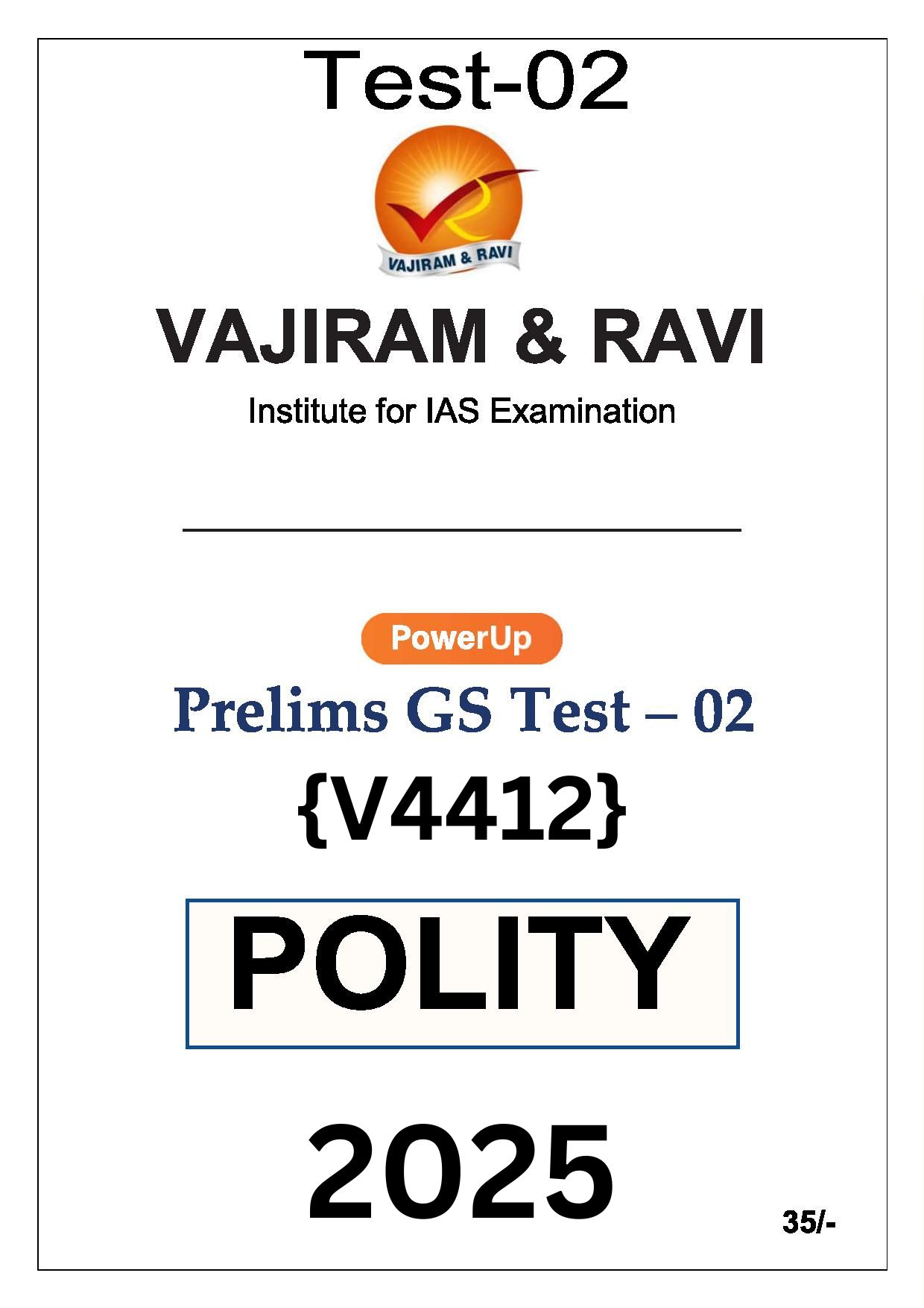 Manufacturer, Exporter, Importer, Supplier, Wholesaler, Retailer, Trader of VAJIRAM & RAVI Prelims GS TEST-02 (V4412) Polity - 2025 in New Delhi, Delhi, India.