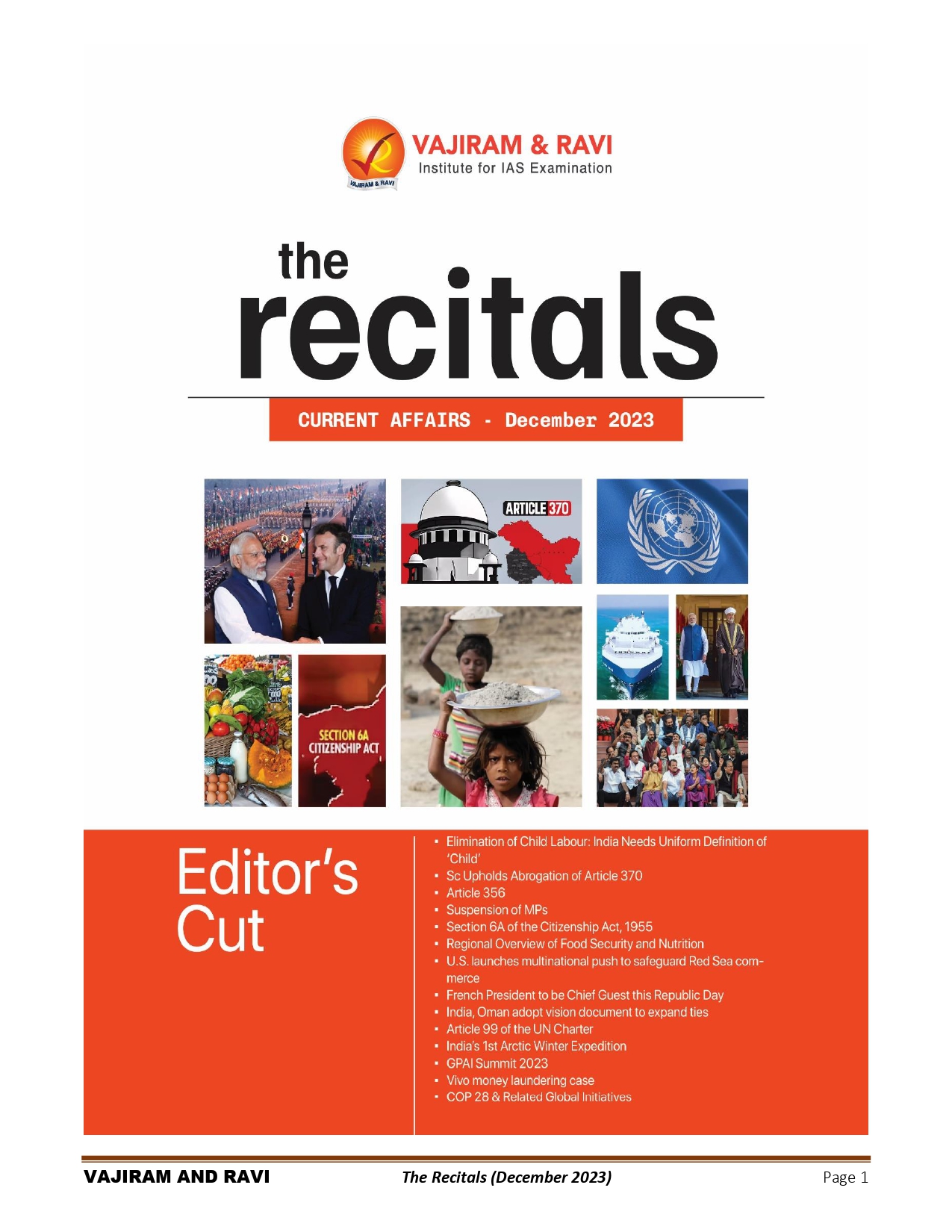 Manufacturer, Exporter, Importer, Supplier, Wholesaler, Retailer, Trader of Vajiram & Ravi The Recitals Current Affairs December 2023 English Medium (Black & White) in New Delhi, Delhi, India.