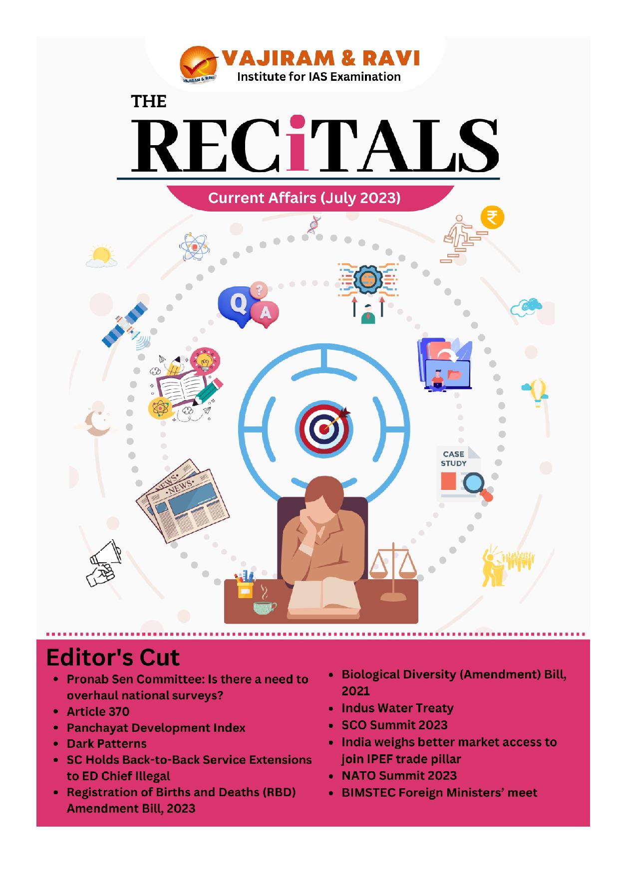 Manufacturer, Exporter, Importer, Supplier, Wholesaler, Retailer, Trader of Vajiram & Ravi The Recitals Current Affairs July 2023 English Medium (Black & White) in New Delhi, Delhi, India.