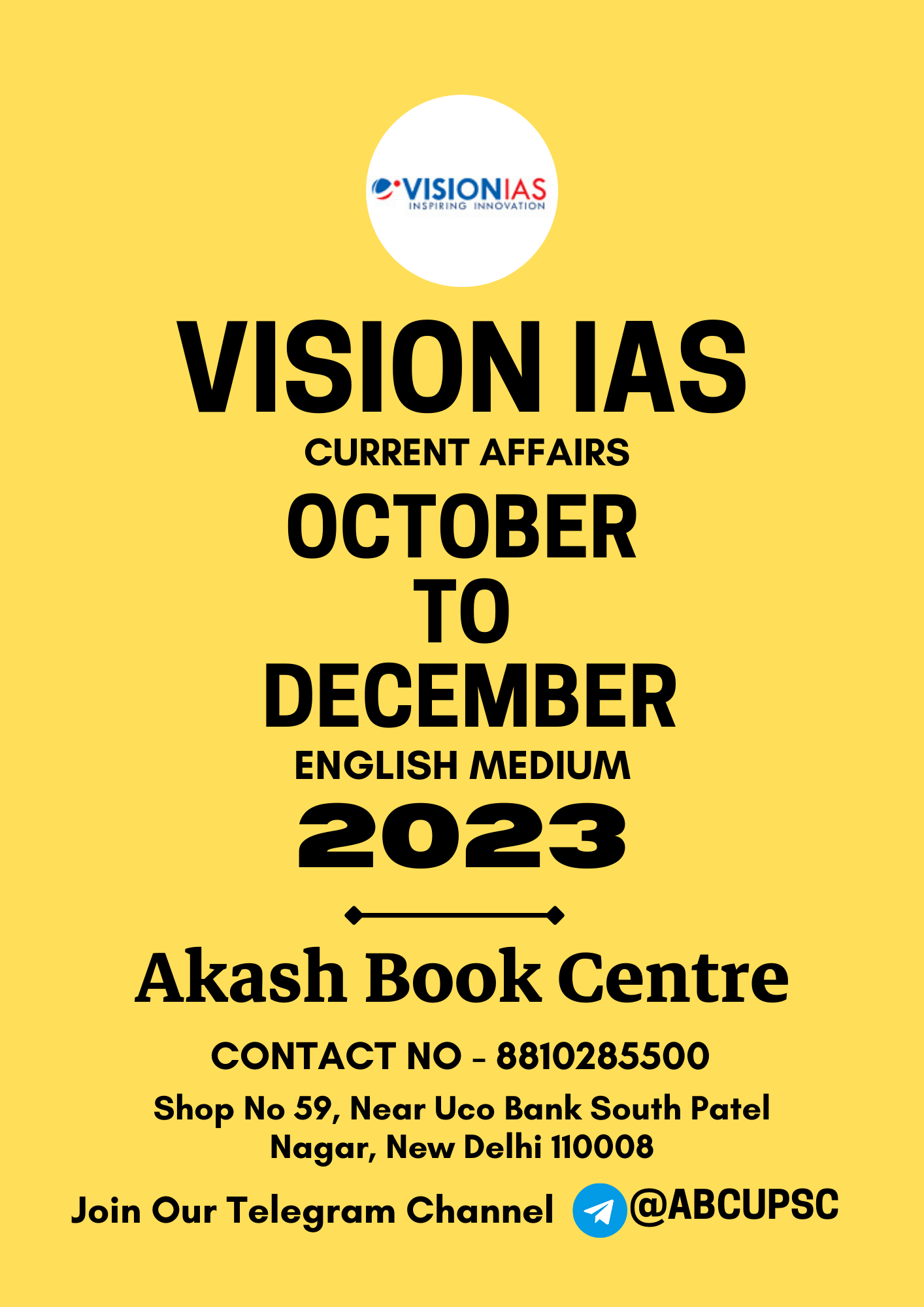 Manufacturer, Exporter, Importer, Supplier, Wholesaler, Retailer, Trader of VISION IAS CURRENT AFFAIRS COMBO OCT To DEC 2023 [ ENGLISH ] | B&W in New Delhi, Delhi, India.