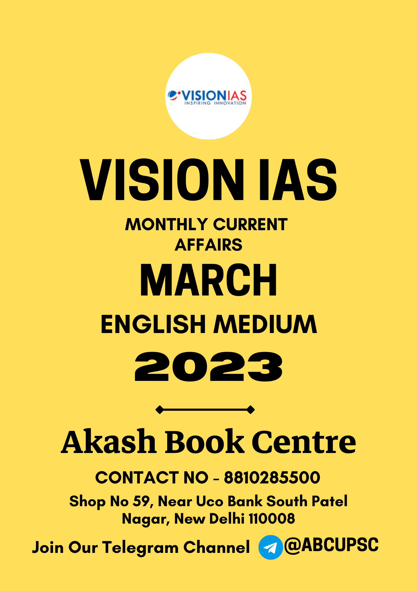 Manufacturer, Exporter, Importer, Supplier, Wholesaler, Retailer, Trader of VISION IAS CURRENT AFFAIRS [ ENGLISH ] MARCH 2023 | B&W in New Delhi, Delhi, India.