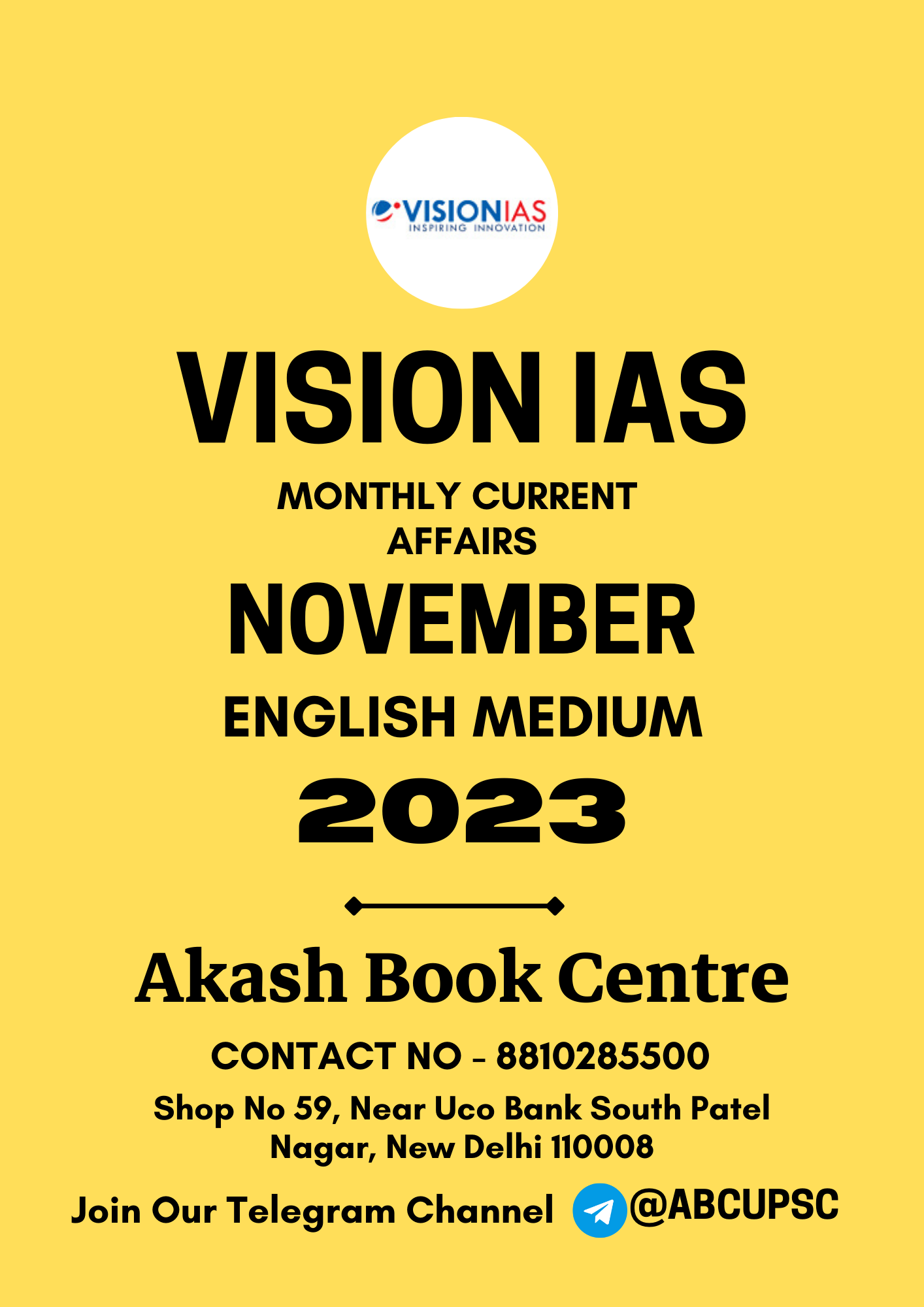 Manufacturer, Exporter, Importer, Supplier, Wholesaler, Retailer, Trader of VISION IAS CURRENT AFFAIRS [ ENGLISH ] NOVEMBER 2023 | B&W in New Delhi, Delhi, India.