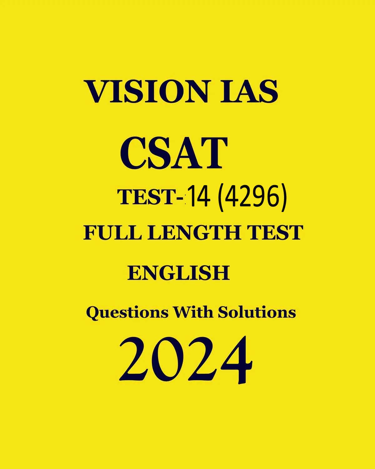 Manufacturer, Exporter, Importer, Supplier, Wholesaler, Retailer, Trader of VISIONIAS 2024 CSAT TEST-14 FULL LENGTH TEST 2024 FINAL ENGLISH {BLACK AND WHITE} in New Delhi, Delhi, India.