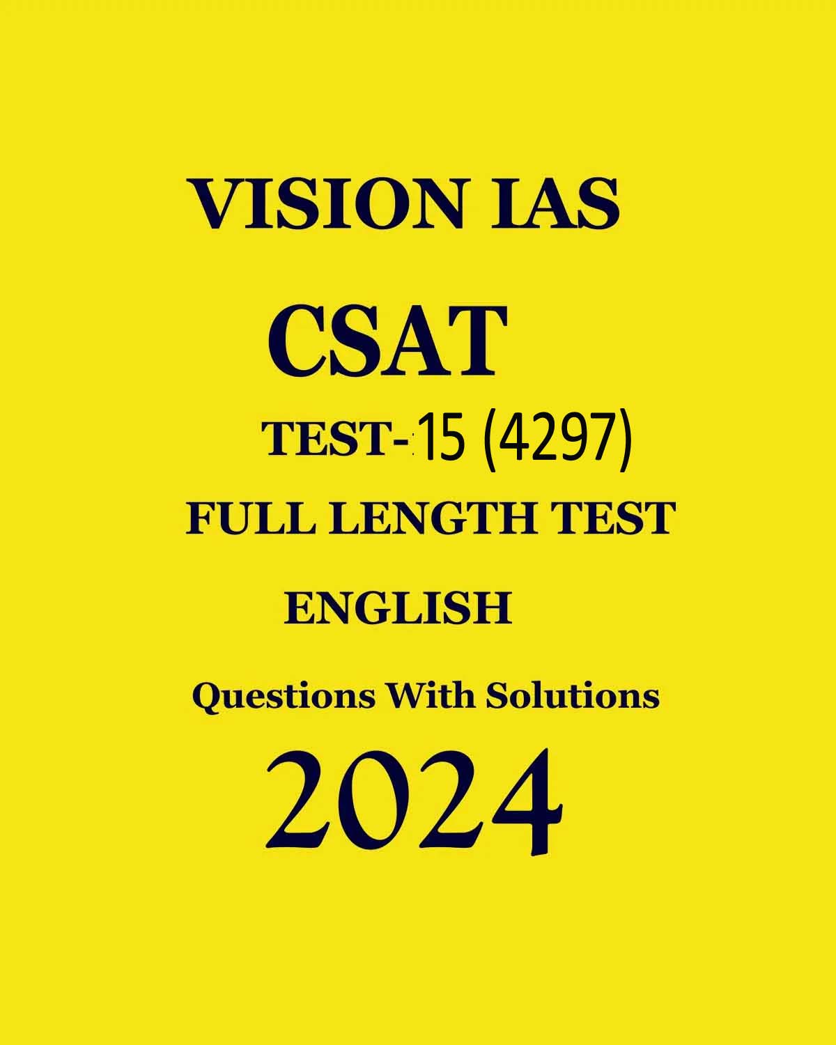 Manufacturer, Exporter, Importer, Supplier, Wholesaler, Retailer, Trader of VISIONIAS 2024 CSAT TEST-15 FULL LENGTH TEST 2024 FINAL ENGLISH {BLACK AND WHITE} in New Delhi, Delhi, India.