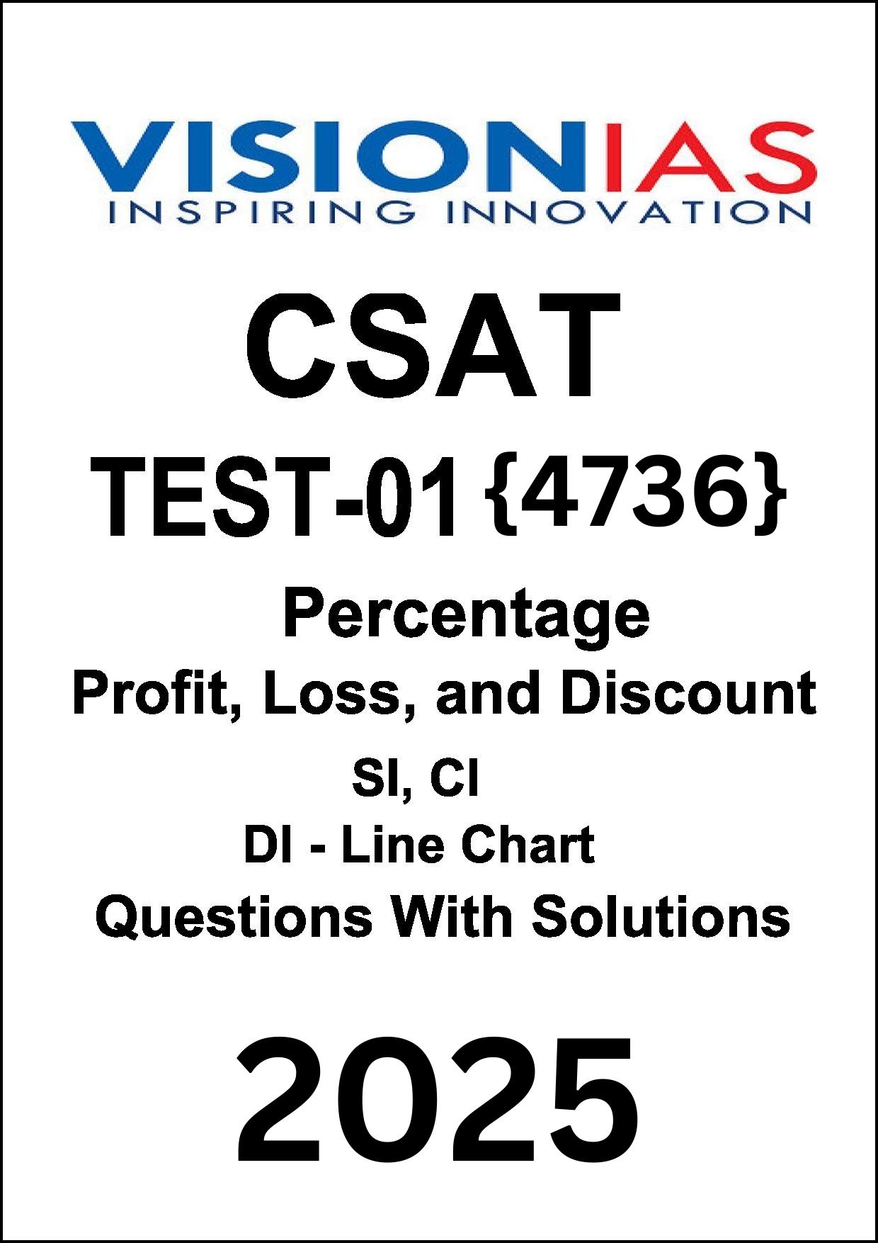 Manufacturer, Exporter, Importer, Supplier, Wholesaler, Retailer, Trader of VISIONIAS CSAT (4736)  TEST-1  2025 English Medium (Black & White) in New Delhi, Delhi, India.