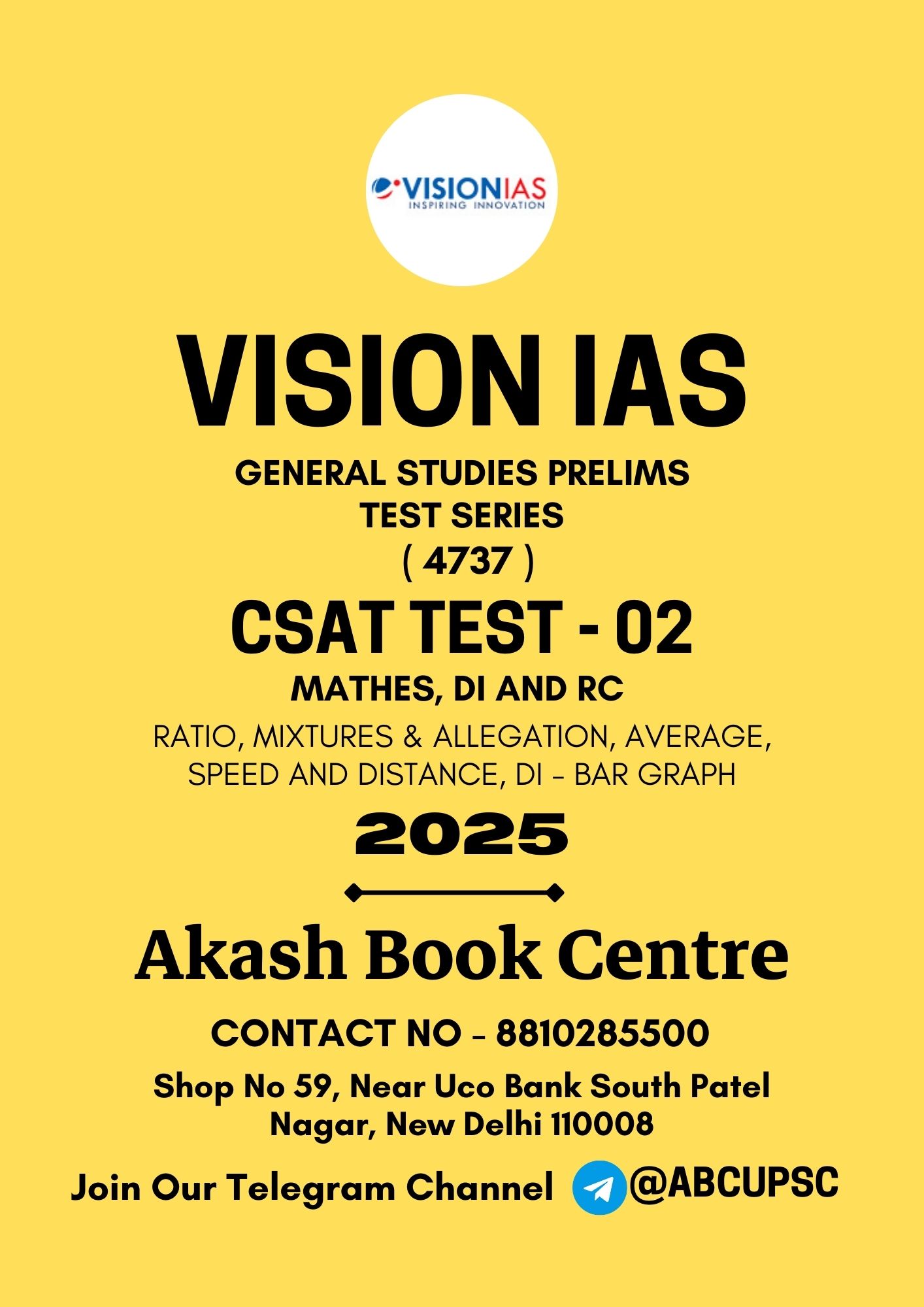 Manufacturer, Exporter, Importer, Supplier, Wholesaler, Retailer, Trader of VISIONIAS CSAT TEST-2 2025 ( 4737 ) English Medium | B&W in New Delhi, Delhi, India.