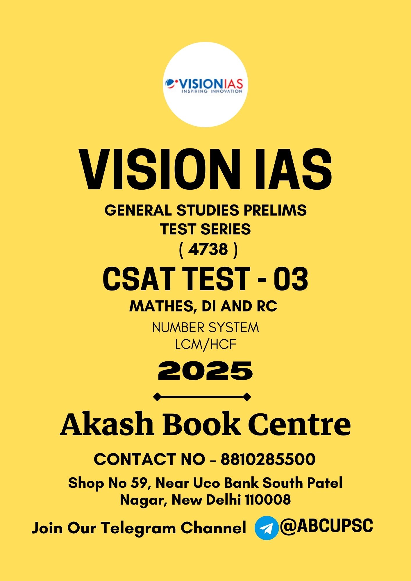 Manufacturer, Exporter, Importer, Supplier, Wholesaler, Retailer, Trader of VISIONIAS CSAT TEST-3 2025 ( 4738 ) English Medium | B&W in New Delhi, Delhi, India.