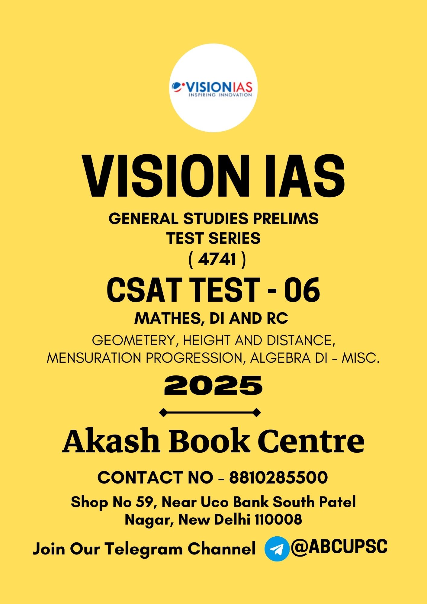 Manufacturer, Exporter, Importer, Supplier, Wholesaler, Retailer, Trader of VISIONIAS CSAT TEST-6 2025 ( 4741 ) English Medium | B&W in New Delhi, Delhi, India.