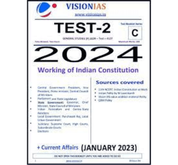 Manufacturer, Exporter, Importer, Supplier, Wholesaler, Retailer, Trader of VISIONIAS TEST-2 GENERAL STUDIES (P) 2024 - Test - 4127 Working Of Indian Constitution English Medium (Black & White) in New Delhi, Delhi, India.