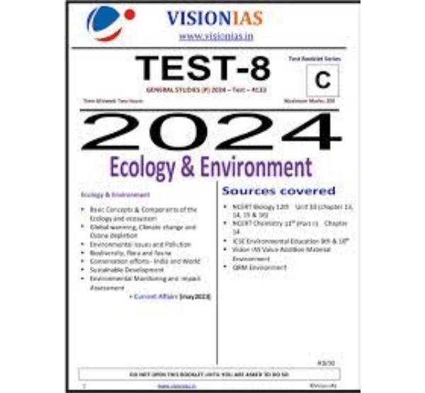 Manufacturer, Exporter, Importer, Supplier, Wholesaler, Retailer, Trader of VISIONIAS TEST-8 GENERAL STUDIES (P) 2024 - Test - 4133 ECOLOGY & ENVIRONMENT English Medium (Black & White) in New Delhi, Delhi, India.