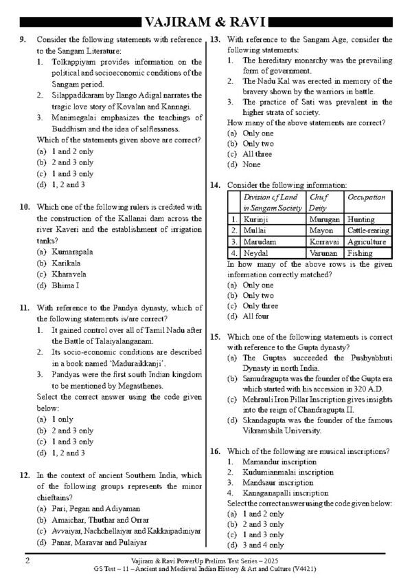 VAJIRAM & RAVI POWER UP PRELIMS TEST - 11 ( V4421 ) ( HISTORY ) English 2025 / B&aW - Image 3