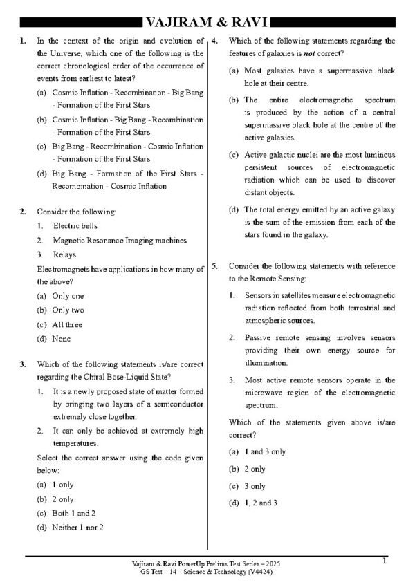 VAJIRAM & RAVI POWER UP PRELIMS TEST - 14 ( V4424 ) ( SCIENCE & TECNOLOGY ) English 2025 / B&W - Image 2