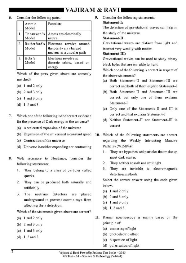 VAJIRAM & RAVI POWER UP PRELIMS TEST - 14 ( V4424 ) ( SCIENCE & TECNOLOGY ) English 2025 / B&W - Image 3