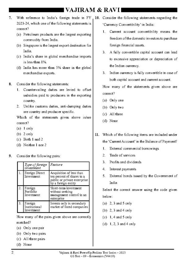 VAJIRAM & RAVI POWER UP PRELIMS TEST - 09 ( V4419 ) ( ECONOMICS-2 ) English 2025 / B&W - Image 3