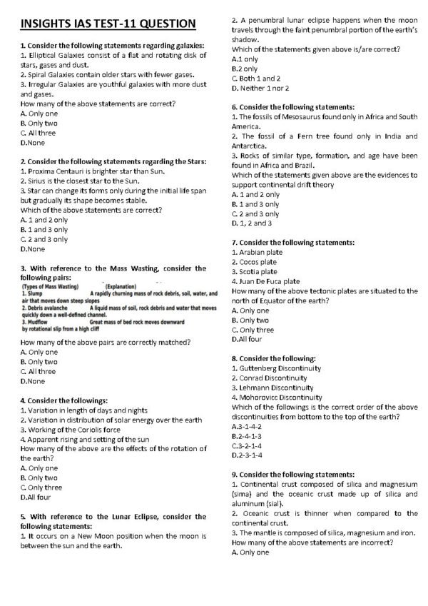 INSIGHTS IAS UPSC Prelims Mini Test Series  Test - 11 English 2025 / B&W - Image 2