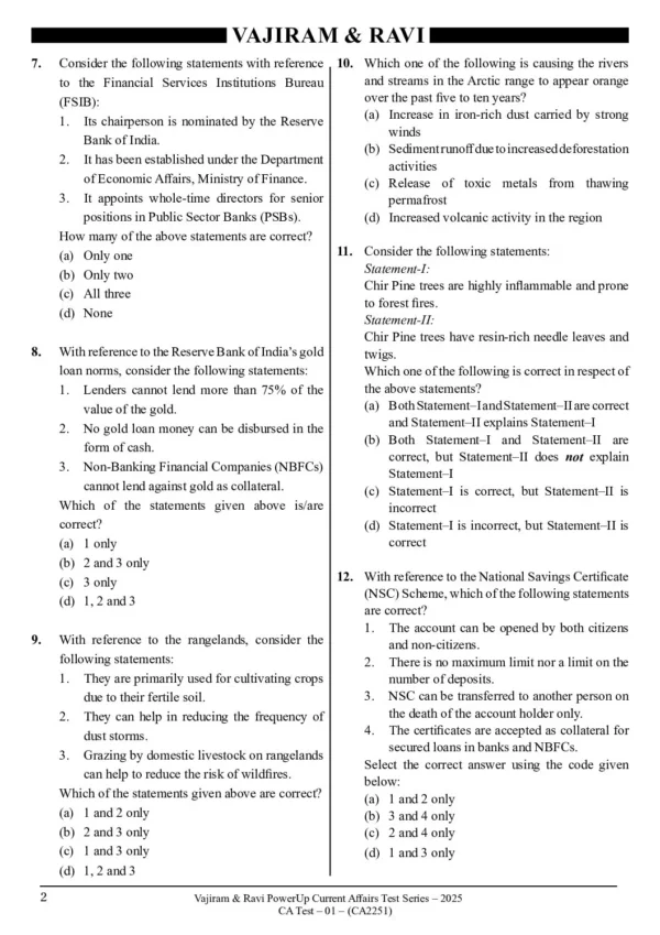 VAJIRAM & RAVI Current  Affairs Test - 01 (CA-2251) (MAY 2024) 2025 English B/W - Image 2
