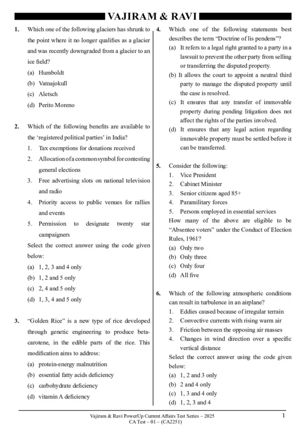 VAJIRAM & RAVI Current  Affairs Test - 01 (CA-2251) (MAY 2024) 2025 English B/W - Image 3