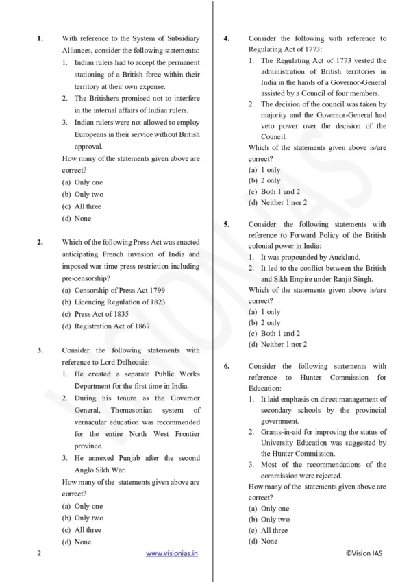 Vision IAS UPSC Prelims Test Series Test - 13 (Modern India) English 2025 | B&W - Image 3