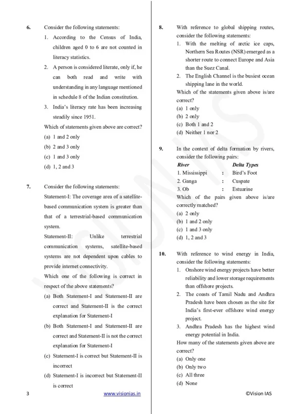 Vision IAS UPSC Prelims Test Series Test - 17 (GEO) English 2025 | B&W - Image 2