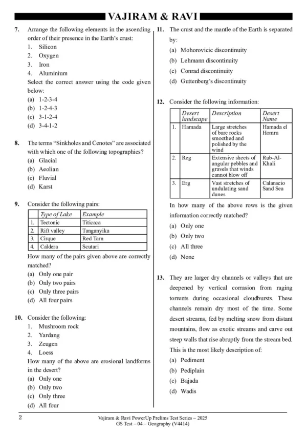 VAJIRAM & RAVI POWER UP PRELIMS TEST - 04 ( V4414 ) ( GEOGRAPHY-1 ) English 2025 / B&W - Image 2