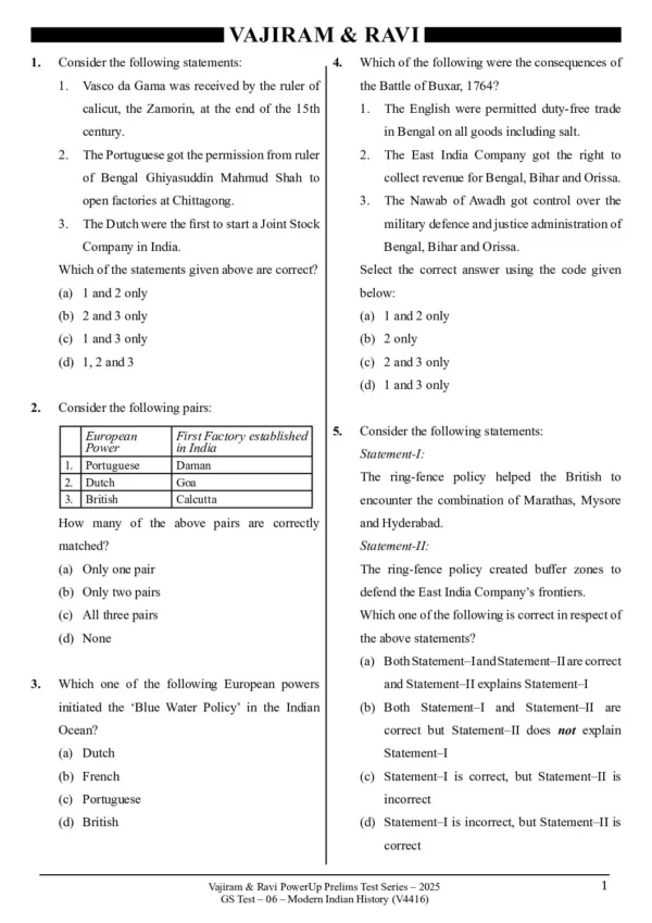 VAJIRAM & RAVI POWER UP PRELIMS TEST - 06 ( V4416 ) ( MODERN ) English 2025 / B&W - Image 3