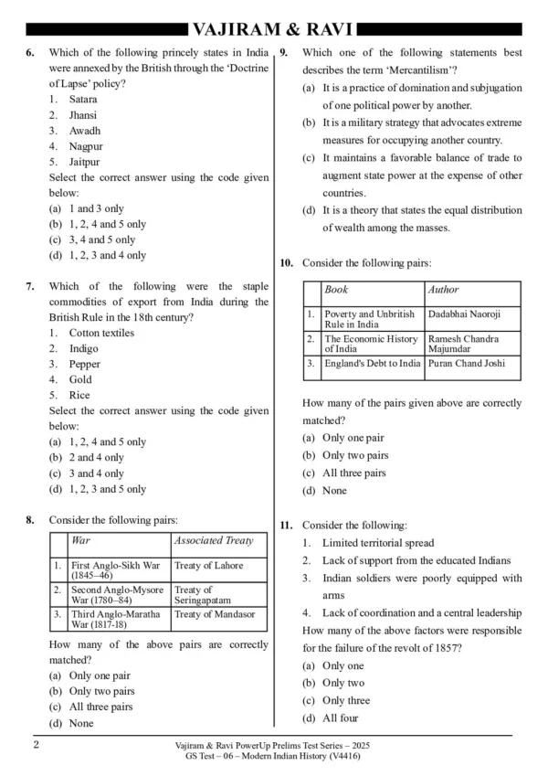 VAJIRAM & RAVI POWER UP PRELIMS TEST - 06 ( V4416 ) ( MODERN ) English 2025 / B&W - Image 2