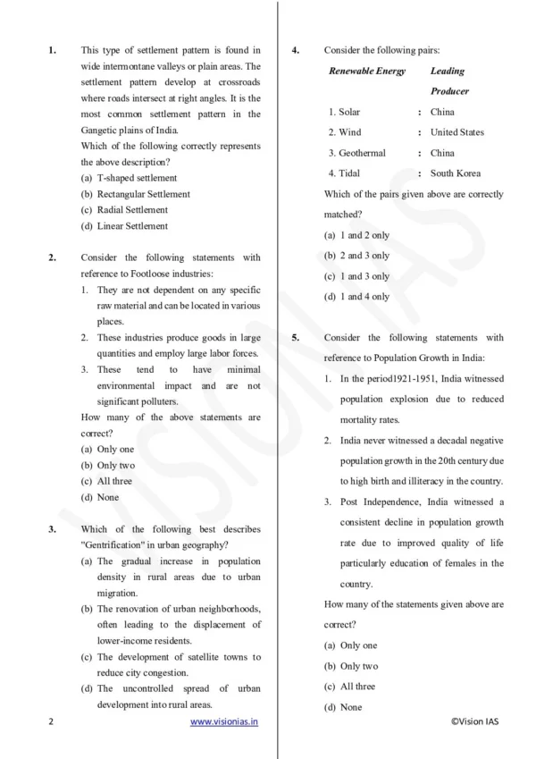 Vision IAS UPSC Prelims Test Series Test - 17 (GEO) English 2025 | B&W - Image 3
