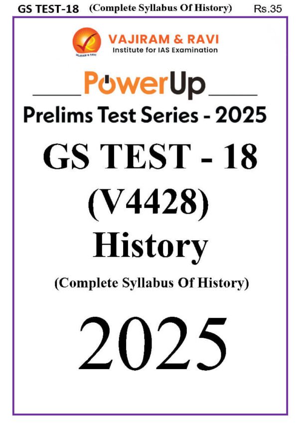 Vajiram & Ravi ( Power Up [Prelims Test Series - 2025] GS Test - 18 ) History [V4428] English |B&W - Image 2