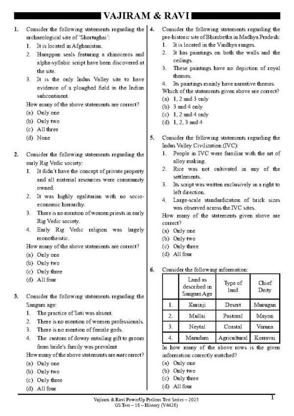 Vajiram & Ravi ( Power Up [Prelims Test Series - 2025] GS Test - 18 ) History [V4428] English |B&W - Image 3