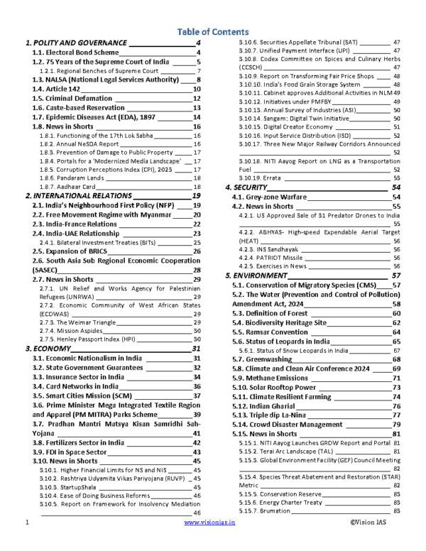 Vision IAS  Monthly Current Affairs February English 2024 | B&W - Image 2