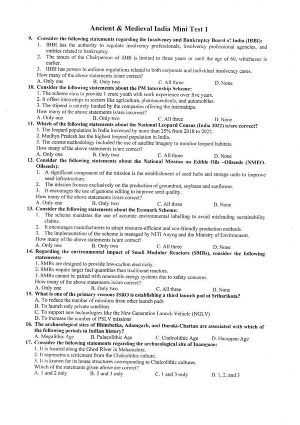 Insights IAS UPSC Prelims Mini Test Series  - 26 ENGLISH 2025 |B&W| - Image 2