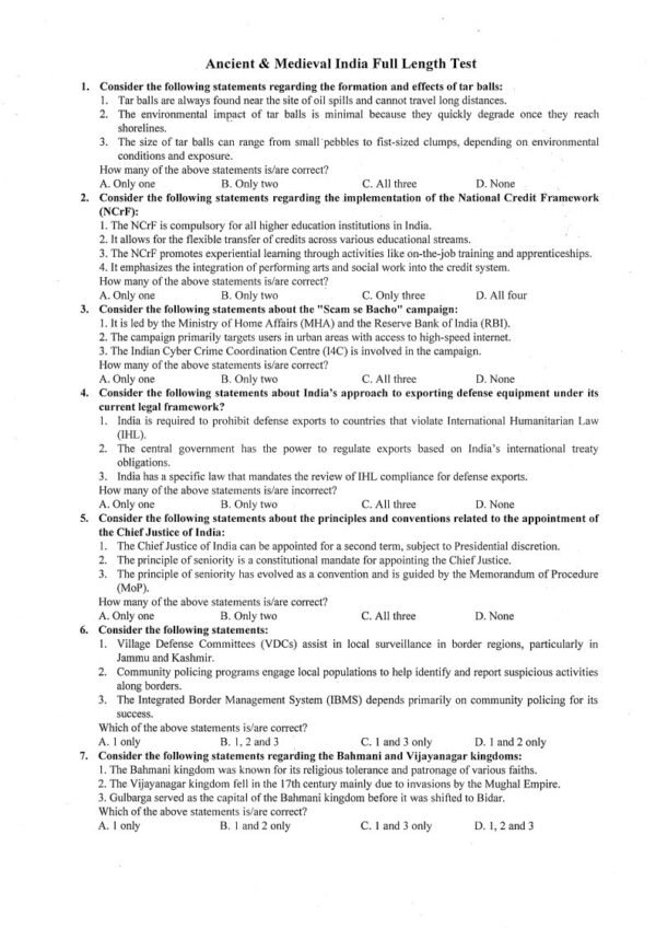Insights IAS UPSC Prelims Mini Test Series  - 28 ENGLISH 2025 |B&W| - Image 2
